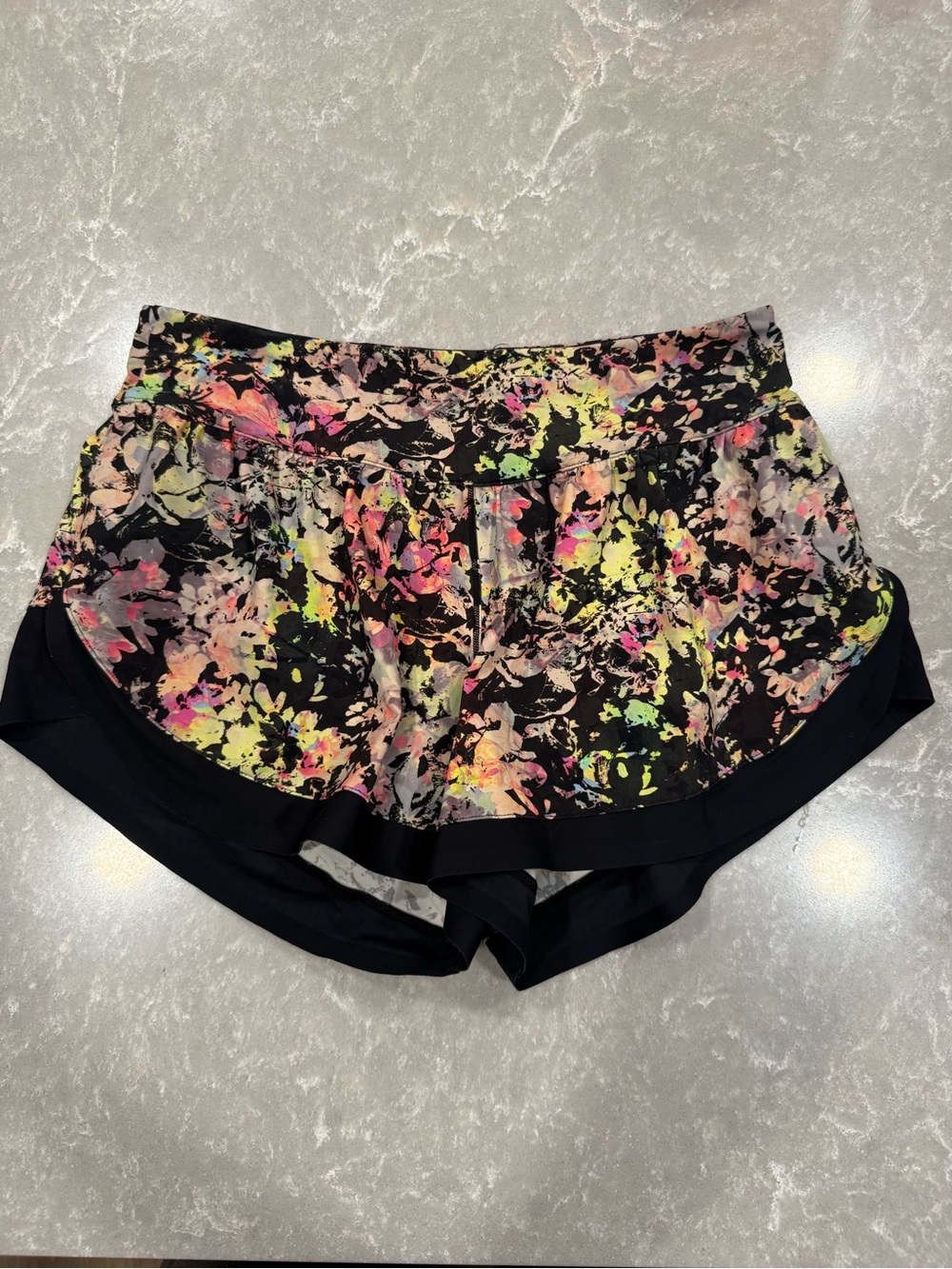 Lululemon Calm Tide Shorts Neon Pink Yellow Floral Running Water Shorts Size 4